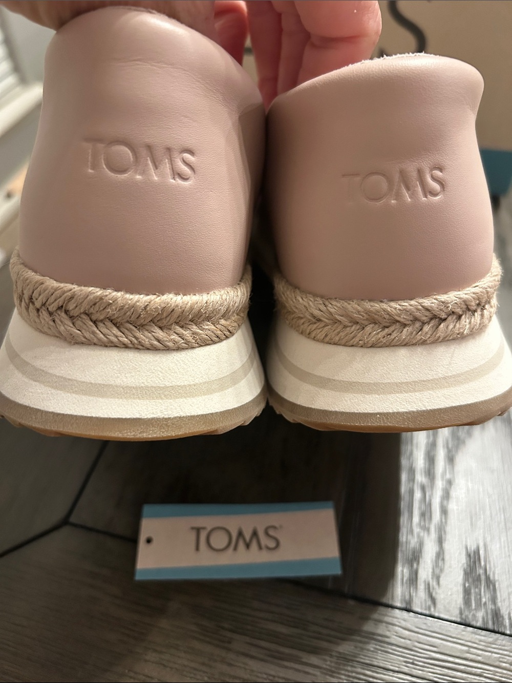 TOMS💗Slip-On LEATHER Espadrille Jocelyn SNEAKERS in Ballet Pink. Worn 1X! Sz 8.5 - Picture 9 of 15